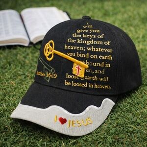 Christian Faith “I ❤️ Jesus” Matthew 16:19 Keys of Heaven Baseball Cap Hat